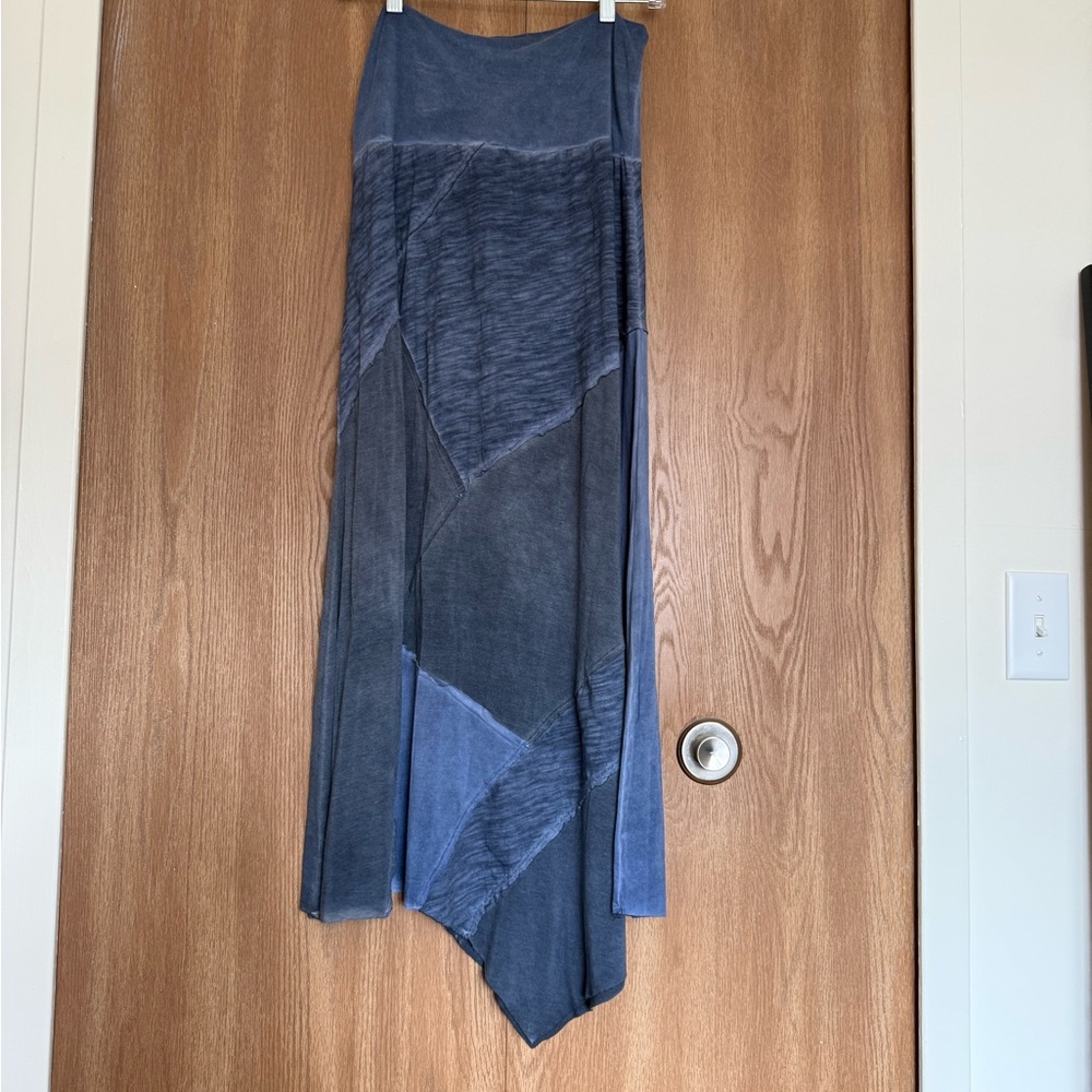 Elegant Blue Patchwork Skirt